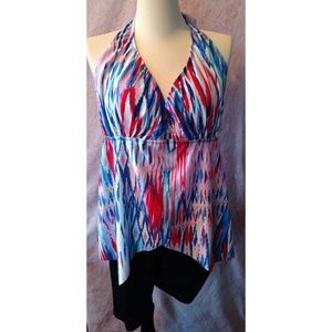 Shore Club Halter Handkerchief Tankini Top Size 22
